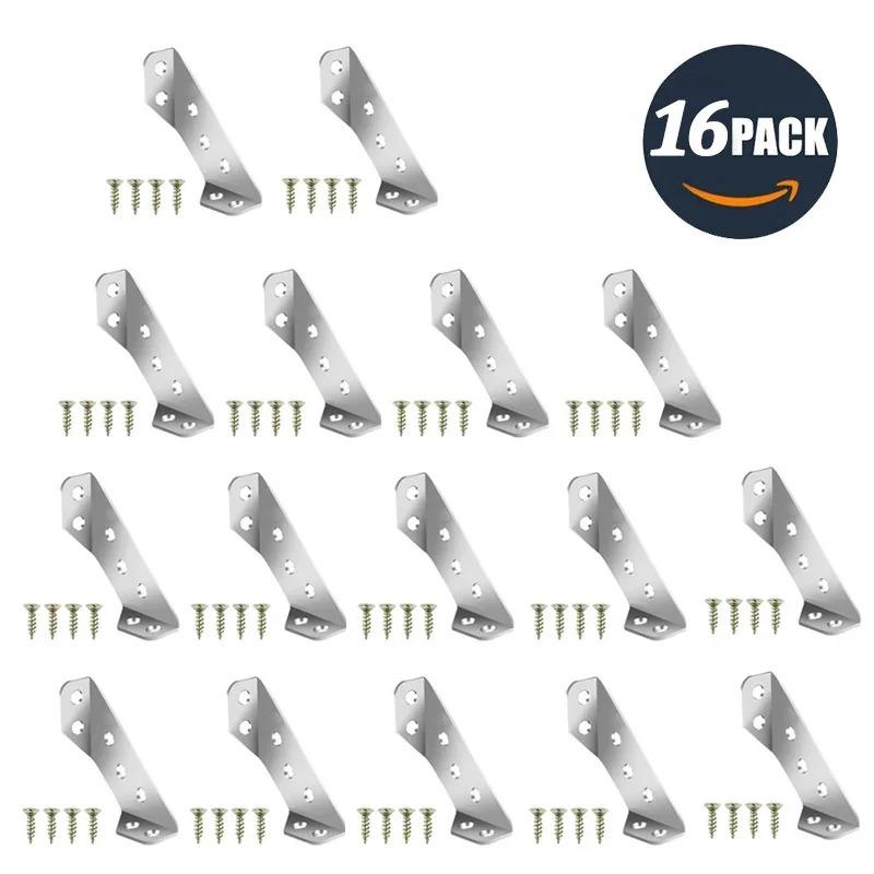 40pcs Furniture Corner Connector Set Metal Trapeziform Angle Bracket Triangle Corner Brace Chair Drawer Shelf Joint Support