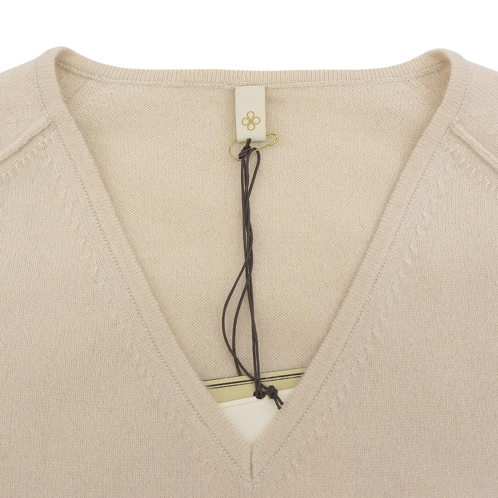TOYOBOSHI Cashmere100 Women's V-Neck Knit Top, Light Beige, 1 (Product Code: 08IT-BC0001) Tops 1 Light beigeUsed
