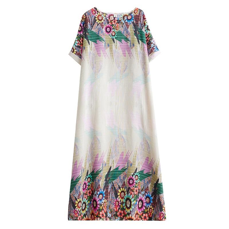 

Новое винтажное платье с цветочным принтом больших размеров с коротким рукавом для женщин, повседневное свободное длинное летнее платье макси