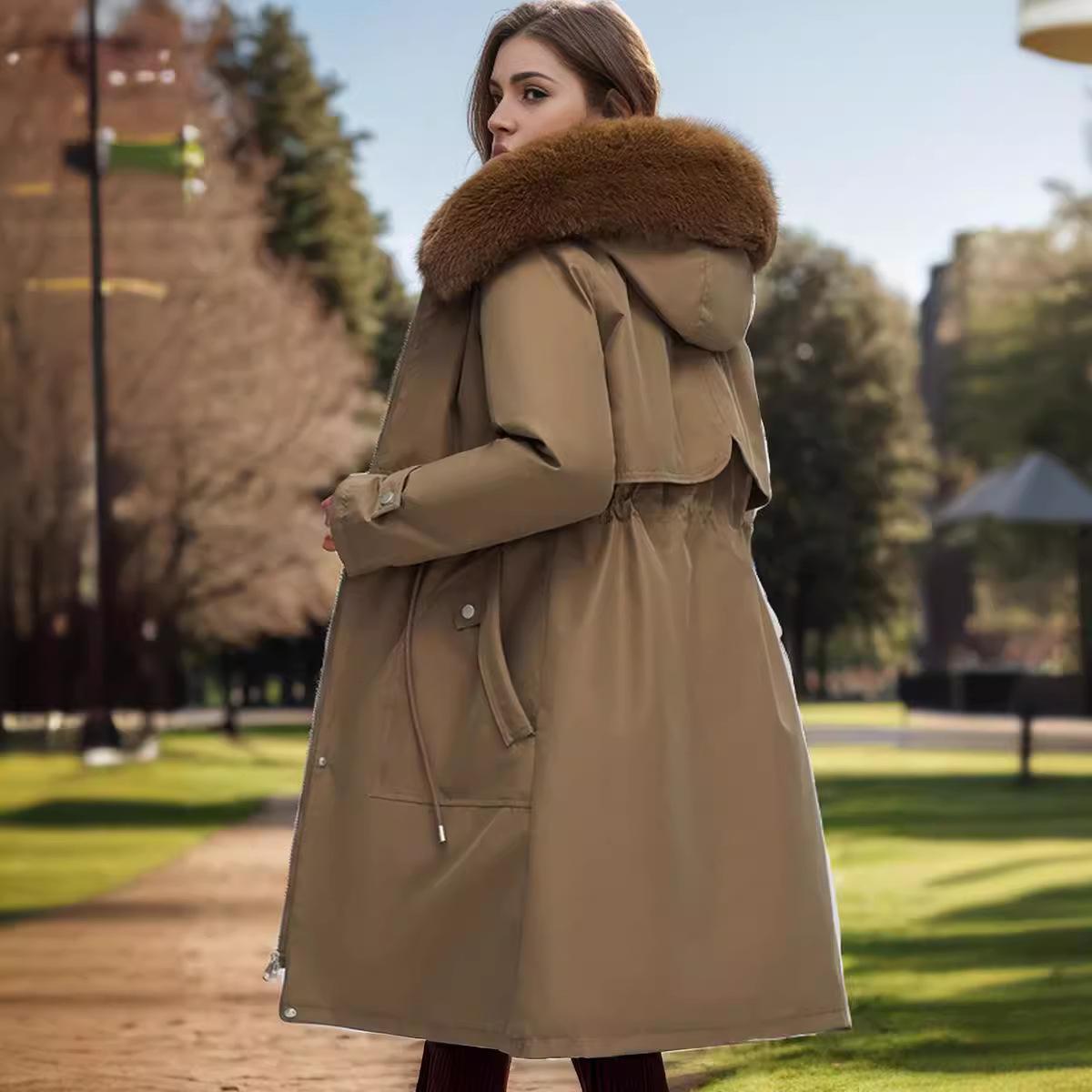 

GMXIA женские винтажные повседневные однотонные куртки и пальто с капюшоном на осень и зиму с длинными рукавами и принтом XXXL кофейный