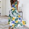 Women's Summer Fashion Retro Print V-Neck Sleeveless Long Dress