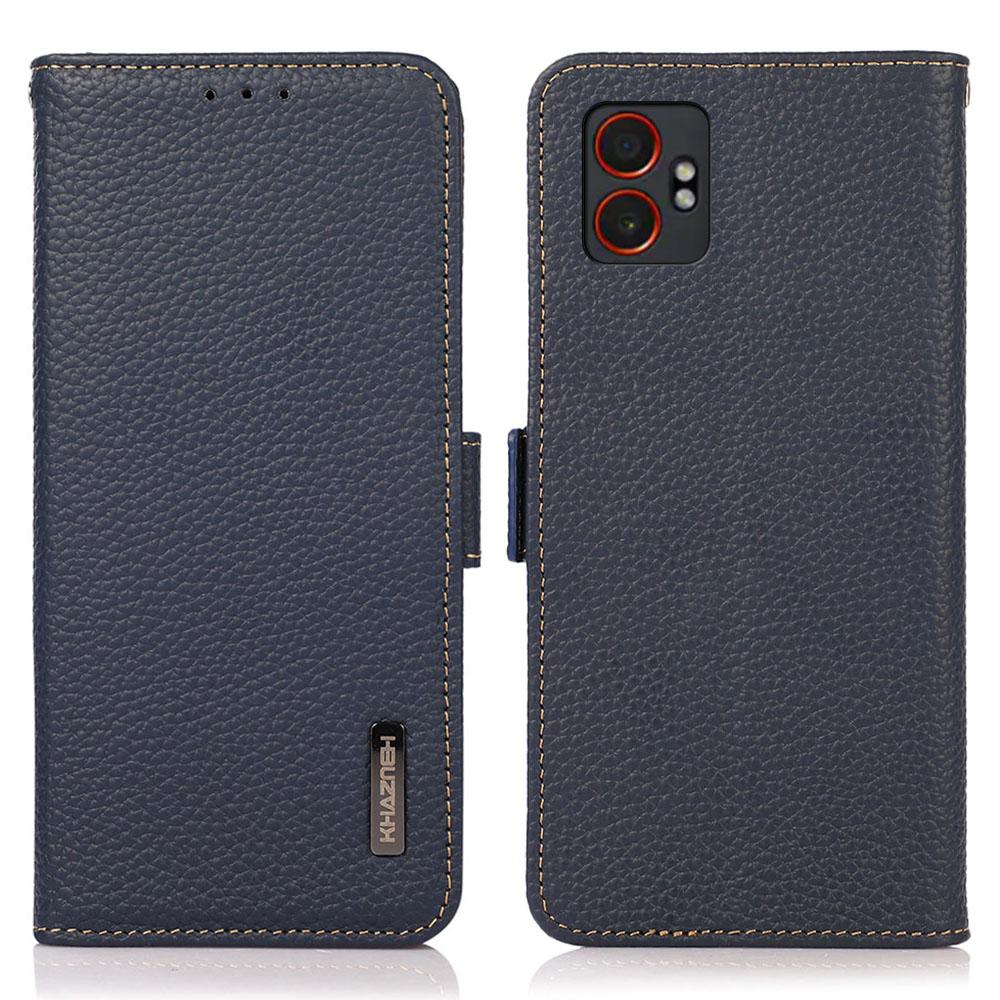 KHAZNEH for Samsung Galaxy XCover7 Pro Phone Case Genuine Cow Leather Cover RFID Blocking