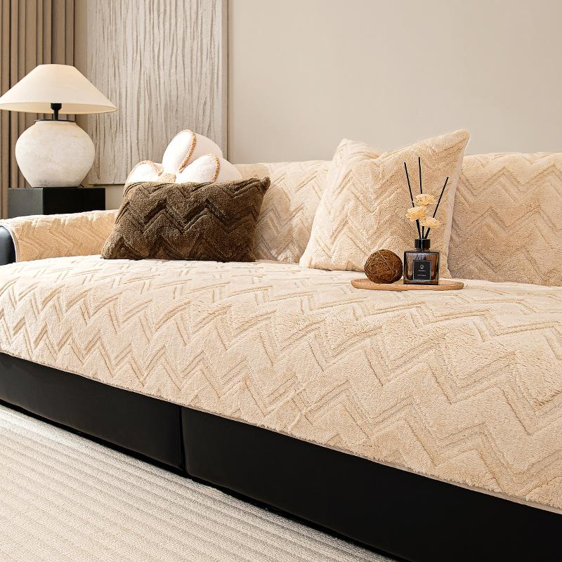 

New Thickened Leather Sofa Non-Slip Seat Cushion Autumn And Winter Plush Warm Sofa Cushion Full Cover Cover Towel 70*70cm