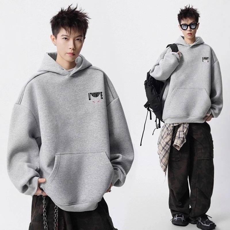 Men's Autumn American Brand Devil Cat Print Hoodie, Heavyweight & Trendy Stiff Sweatshirt, Cleanfit Base Layer.