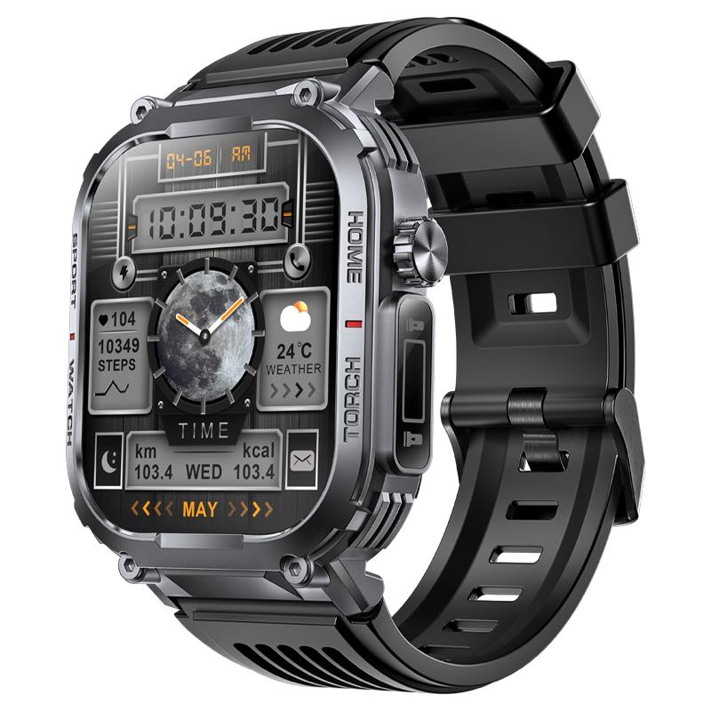 

2024 Смарт-часы для мужчин 3ATM водонепроницаемые с вызовом/светодиодным фонариком 2.02 HD экран Смарт-часы компас фитнес-трекер HR/монитор артериального давления часы