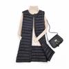 Down vest women's medium and long, thin loose and light hooded vest jacket