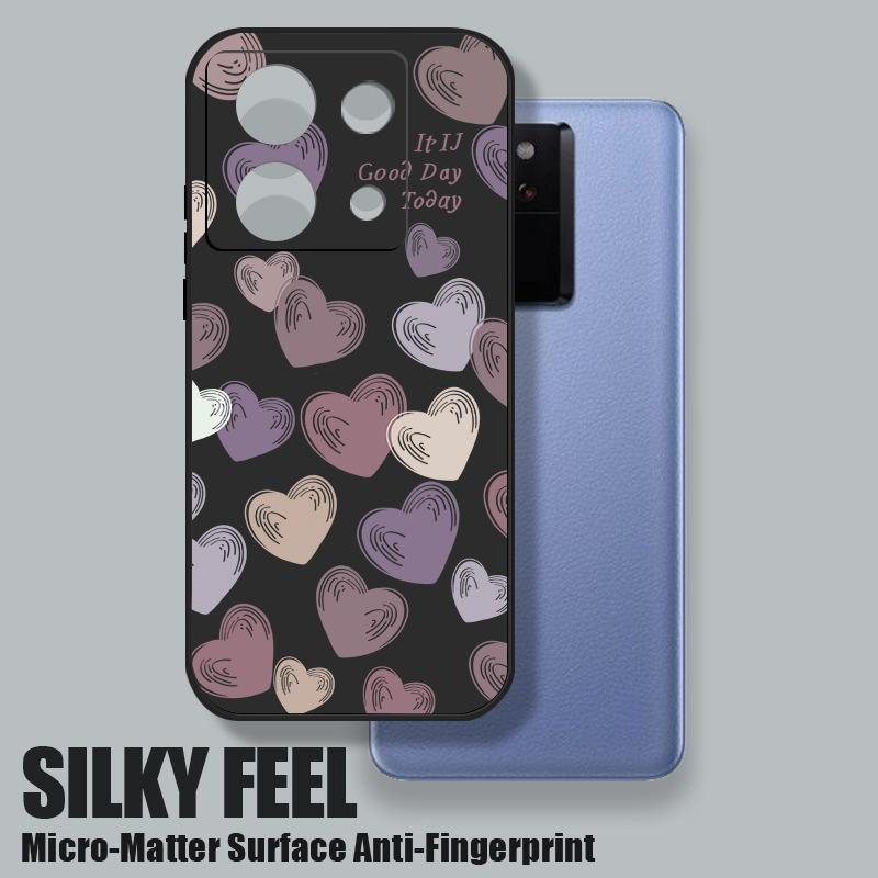 Luxury Love Hearts Print Lanyard Case for Xiaomi 13t 12t 11t 10t Poco F6 X6 X5 Pro Redmi Note 13 12 11 10 9 Pro Shockproof Slim Lens Protection Cover