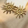 Light Luxury Sun-shaped Flower Earrings Unique Sun Ear Stud Temperament Metal Stud Earrings  Daily