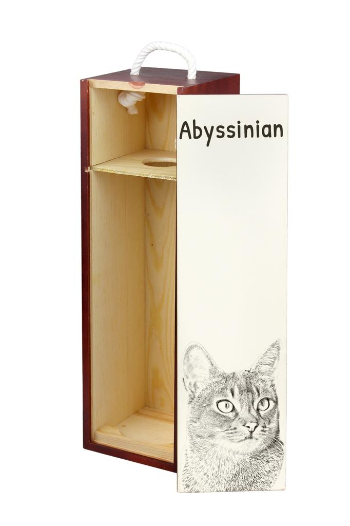 Abyssinian - Wine Box with a Cat, Alcohol Box with Graphics, Personalized Gift Box from the Art-Dog Brand