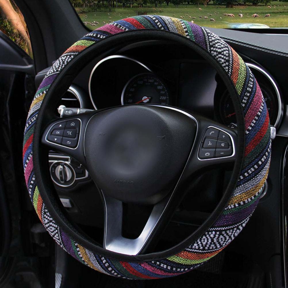 Linen Car Steering Wheel Cover Fashion National Style Auto Accessory Auto Car Wrap Cover