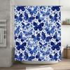 Blue Butterfly Flower Shower Curtain Waterproof Decorative Bathroom Fabric 3D Printed Wall Hangings for Home Decoration Large Si
