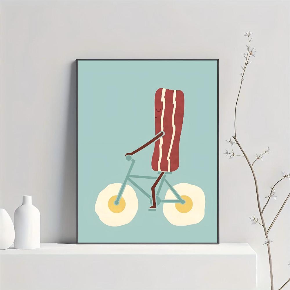1pc Hot Modern Simplicity Cartoon Funny Food Fancy Poster HD Posters Home Room Bar Cafe Decor Art Wall Painting Picture