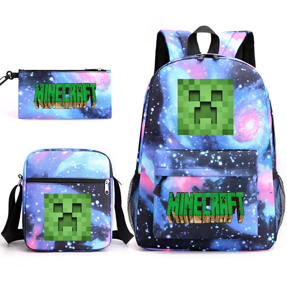 Minecraft Schooltas Game Merchandise Student Grote Capaciteit Print Drie Delige Schooltas Mannen En Vrouwen