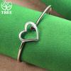 Adjustable 925 Sterling Silver Heart Bangle For Men Women Fashion Party Gifts For Girls' Birthday Exquisite Jewelry Accessories