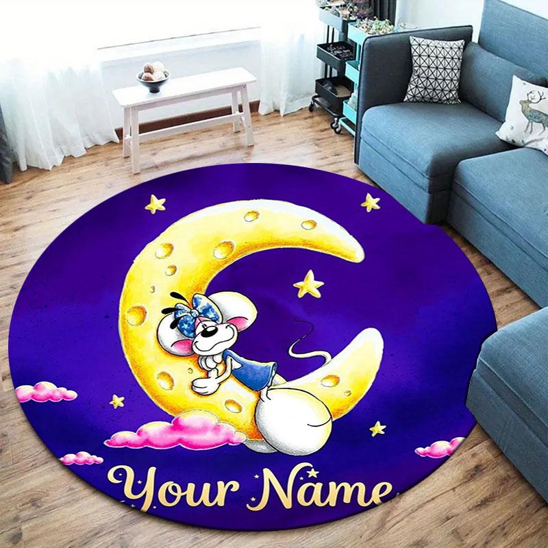 Diddl Custom Name Round Area Rug,Carpet Rug for Living Room Bedroom Sofa Playroom Decor,Non-slip Floor Mat