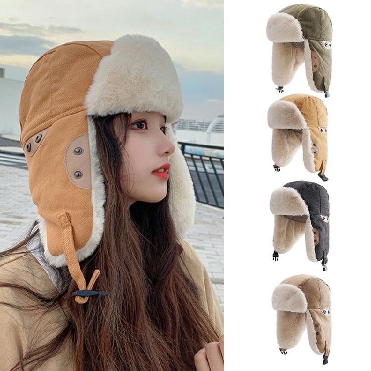 Winter Bomber Cap Plush Hat Lovers Outdoor Climbing Hat Windproof Padded Earmuff