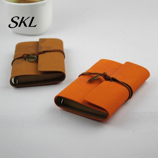 Unique Strap Pendant Notebook Vintage Faux Leather Journal, A5 A6 A7 6 Ring Loose-Leaf Retro Design Journal with Metal Leaf for Writing, Sketching,