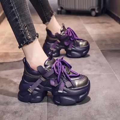 Fashion 8cm Women Platform Wedge Spring Boots Casual Genuine Leather Vulcanize Ankle Autumn Chunky Sneakers Ergonomic Woman Shoes