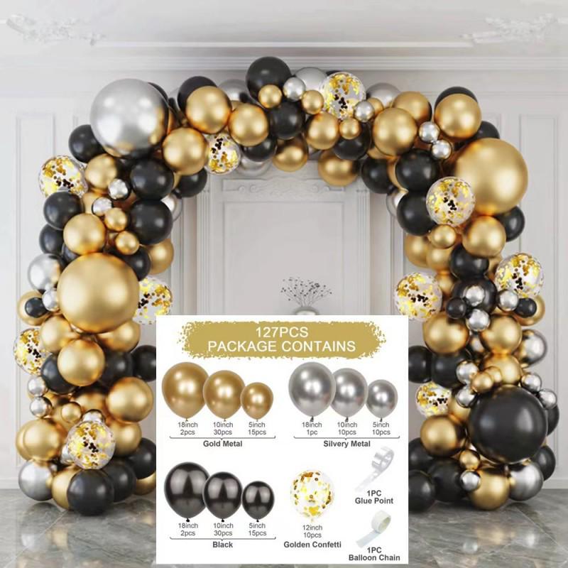 Black Gold Series Balloon Set for Birthday Party Decoration