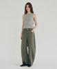 LOSSYROW Curved Wide Denim Pants Khaki