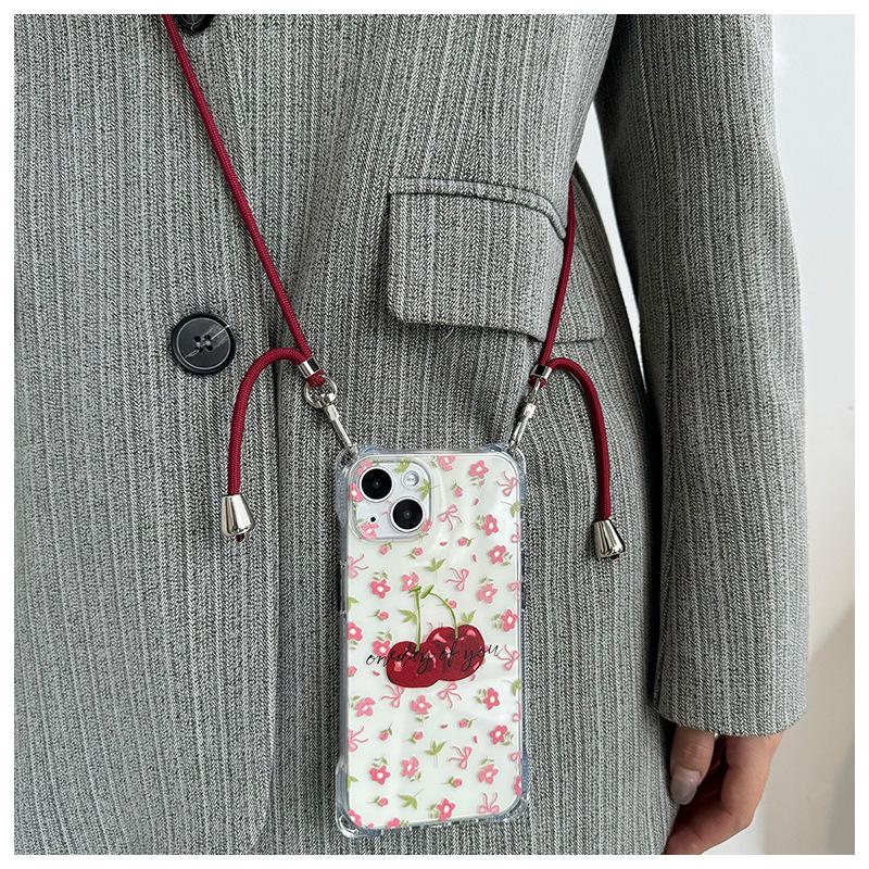 Apple 17AIR Four-Corner Lanyard Drop-Proof Transparent Phone Case for iPhone 16/12 Pro