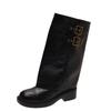British style thick heel boots women's autumn new thin thick sole removable two wear stacked boots pants tube boots