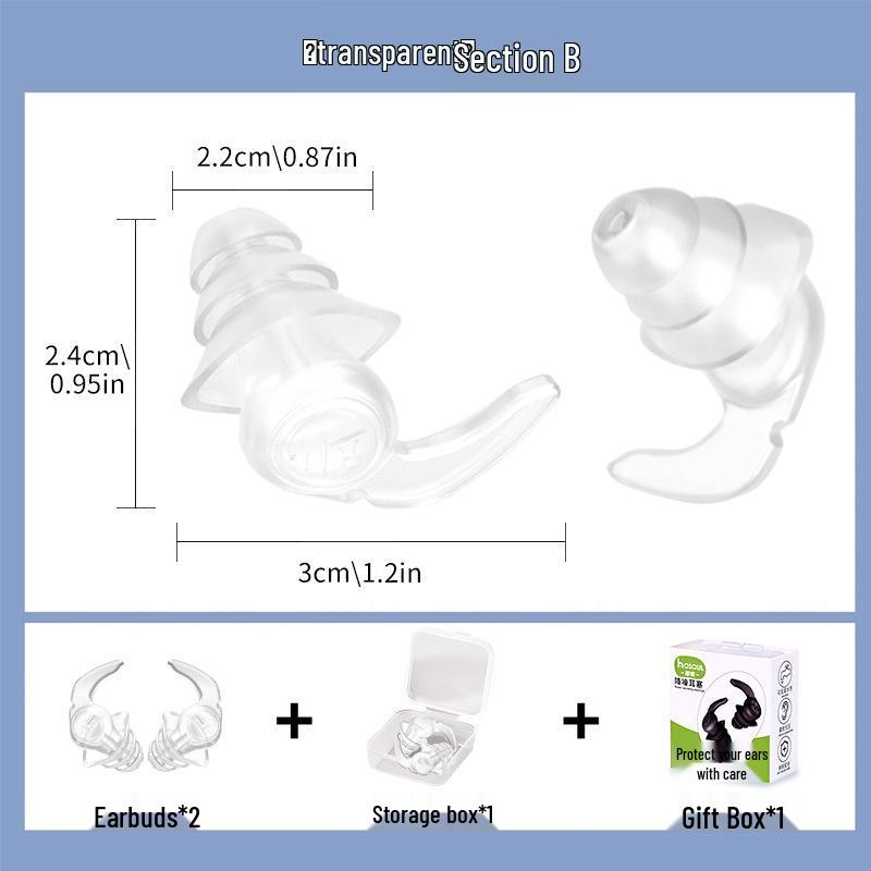 Houxin Silicone Noise-Canceling Earplugs for Sleep and Study - Portable and Silent Set