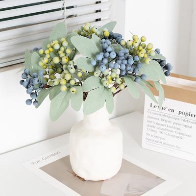 Simulierte Binary Berry Gartenarbeit Anordnung Schaum Heidelbeere Hause Veranda Wohnzimmer Hotel Dekoration Künstliche Blumen Künstliche Blume
