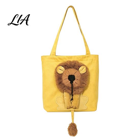 Pet Carrier with Head Hole Canvas Cat Purse, Plush Lion Tote Safe for Kittens Hole, Safety Buckle, Foldable Shoulder Bag Carrying Cats Small