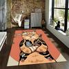 Samurai Cat Carpet with Sword and Fish, Japanese Style Decor, Orange Suitable for use as an anti-slip for living room bedroom sofas