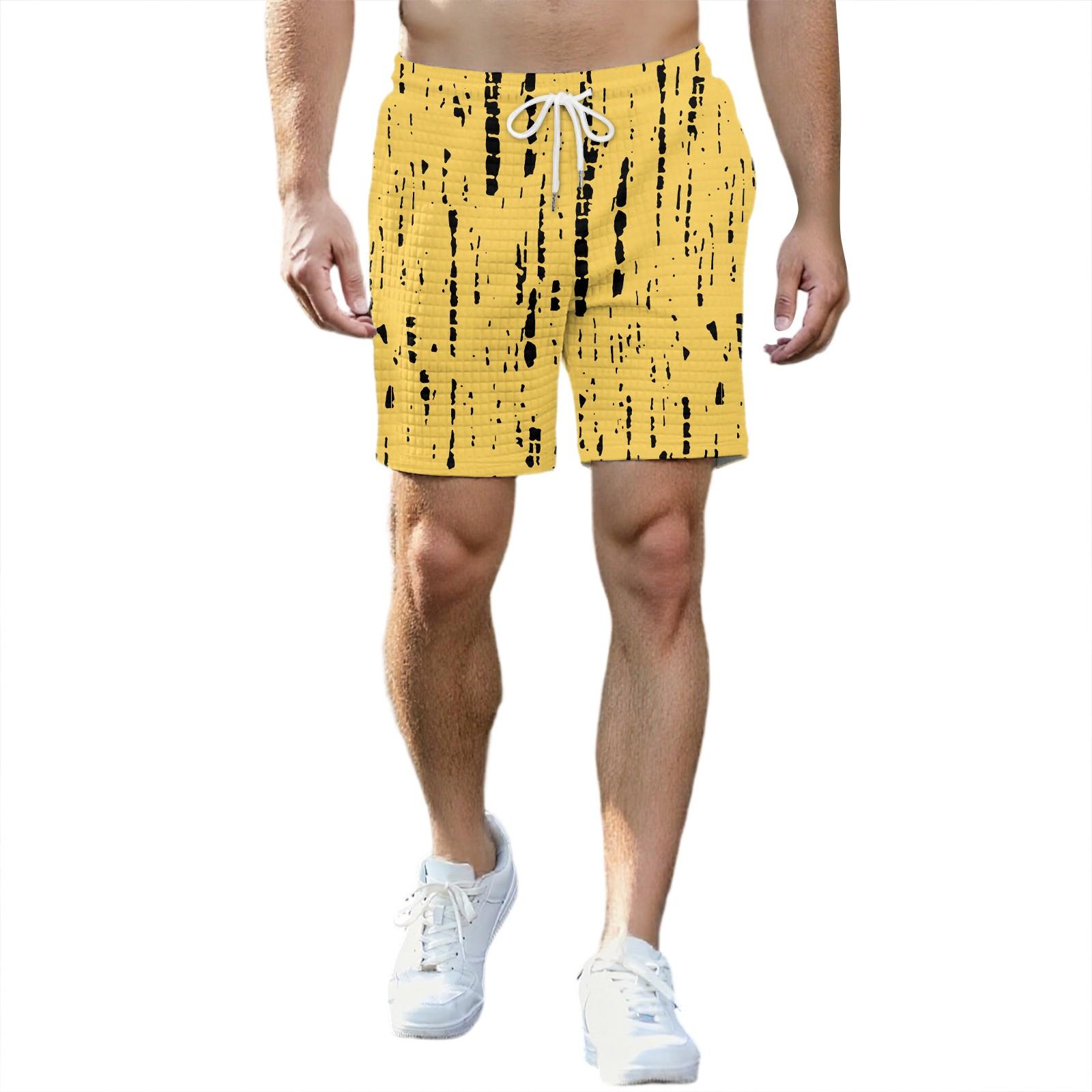 

Мужские модные спортивные шорты с принтом, эластичный пояс, карманы, спортивные шорты XL жёлтый