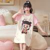 2026 Girls Cotton Nightdress Short Sleeve Pajama Dress Kids Ages 8-14 Soft Breathable Sleepwear