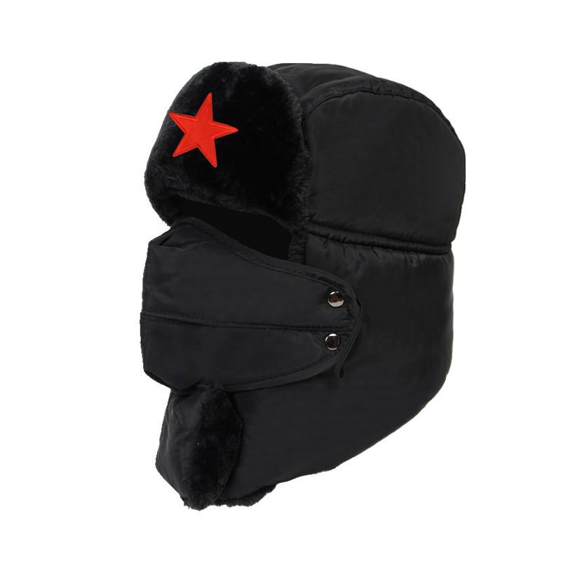 Vinter Lei Feng-mössa Herr Femuddig Stjärna Lokomotivmössa Dam Varm Ridning Elbil Vindtät Vindruta Öronskyddsmössa