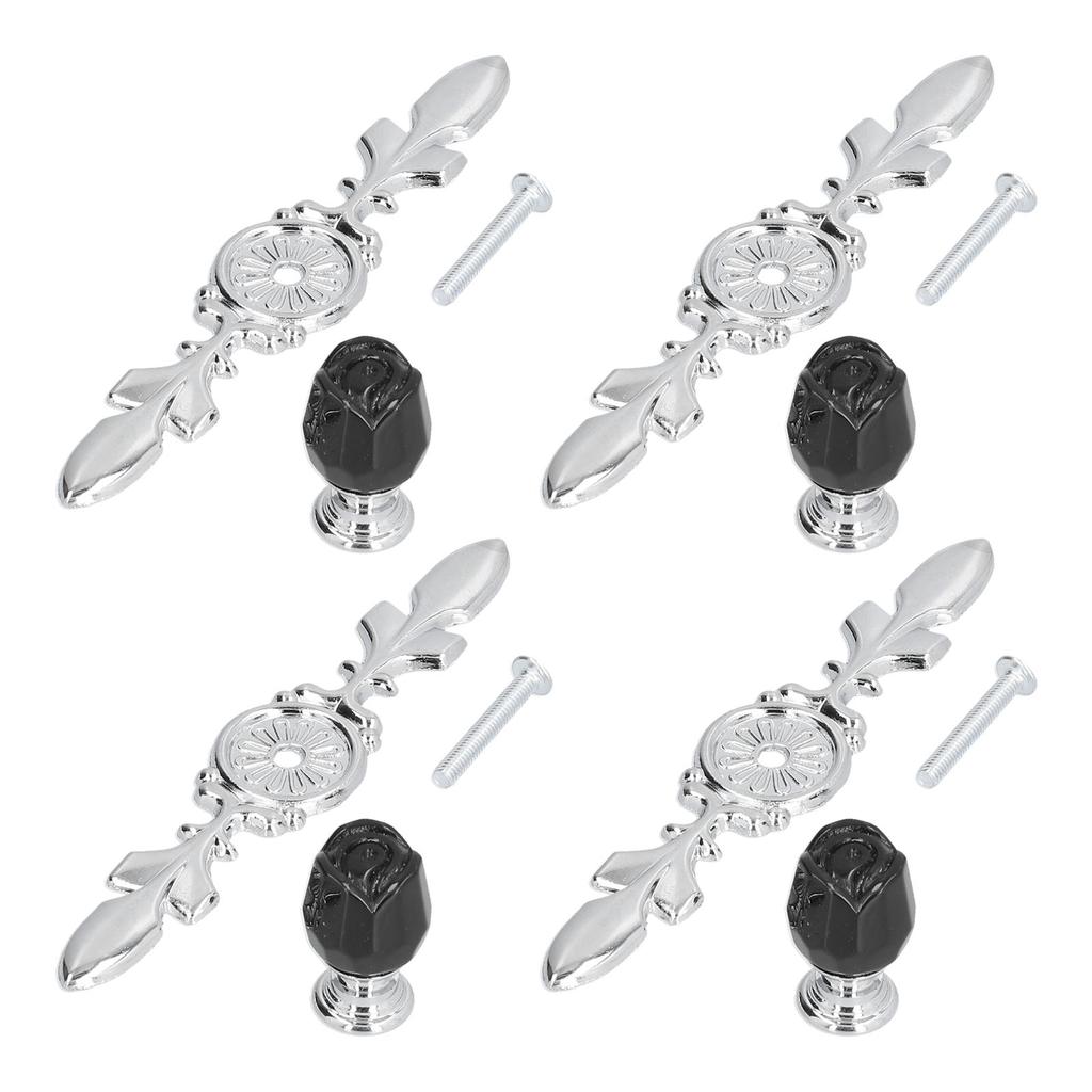 4 Pcs Crystal Handle with Plate European Style Modern Simple Pulls Handles for Drawer Dreser Cabinets