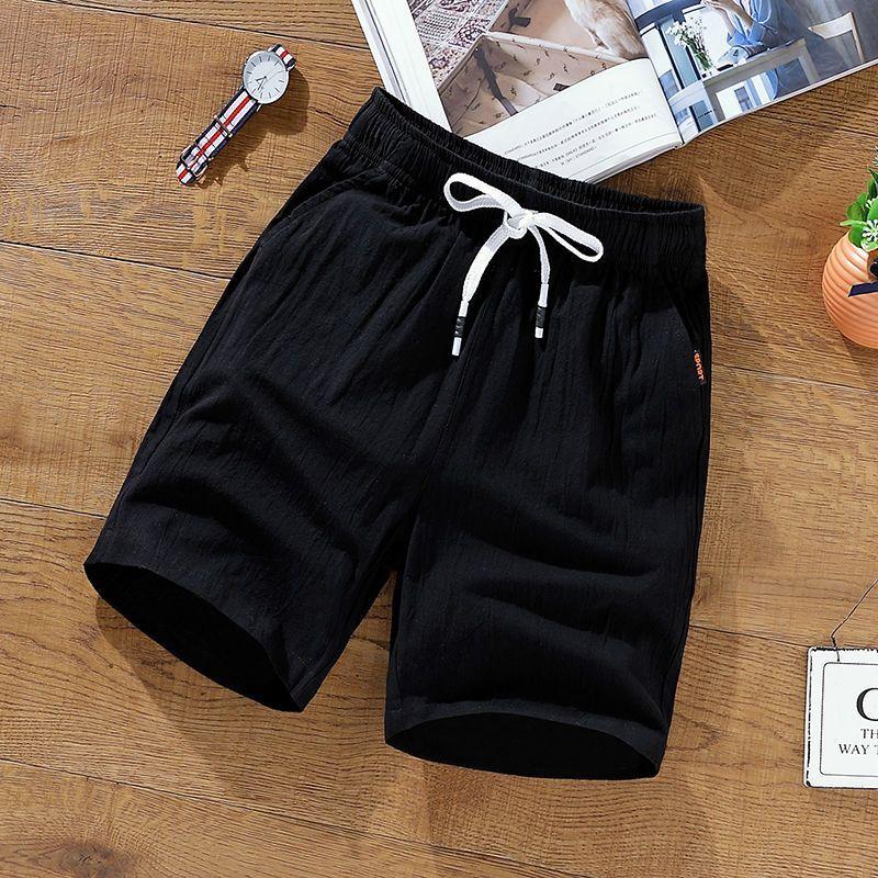 Summer Casual Korean Cotton and Linen Shorts Men's Plus Fat Plus Fat Fat Guy Plus Size Beach Pants Linen Five-point Pants