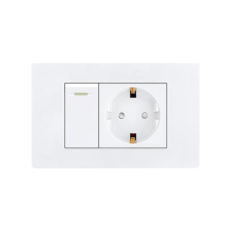 EU Korea Stromstecker mit 16A USB-Steckdose, Elektrisches 2-Wege-Lichtschalter-Panel, Universelle USB-Typ-C 20W Schnellladebuchse 220V