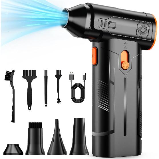 Compressed Air Duster, 130000RPM Multi-Gear Adjustable Electric Air Duster with Brushless Motor, Replaces Compressed Air Cans, Rechargeable Cordless
