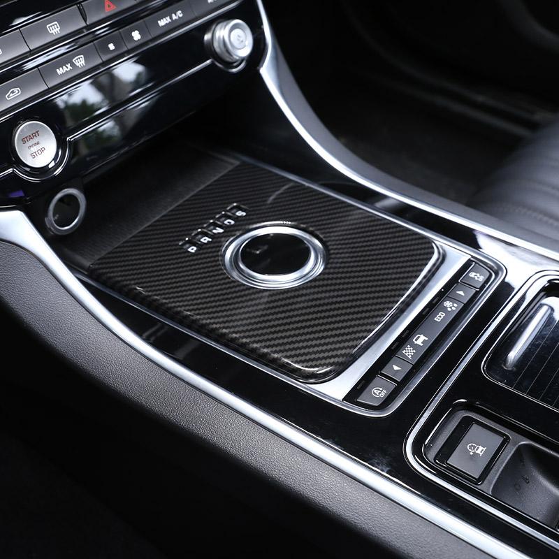 For Jaguar F-PACE XE XEL XF XFL 2016-2020 ABS Carbon Fiber Car Central Gear Shift Water Cup Holder Panel Cover Trim Sticker