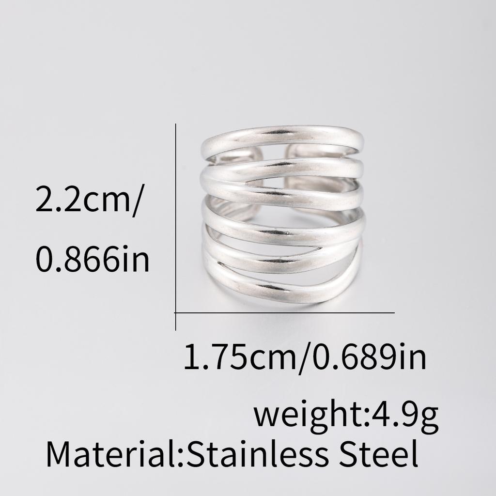 1Pcs Female Stainless Steel Open Ring, Geometric Ring, Exaggerated Accessory Ring