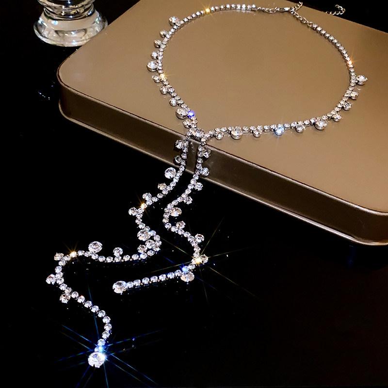Elegant Rhinestone Tassel Necklace - Exquisite Light Luxury Fashion