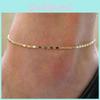 Gold Women Simple Plated Chain Anklet Ankle Bracelet Barefoot Sandal Beach