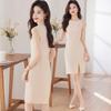 Women's OL Mid-Sleeve Blazer Vest Dress Two-Piece Set