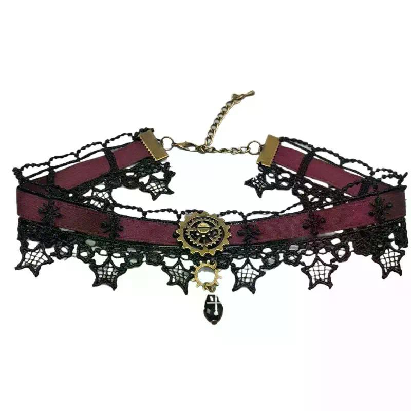 Gothic Punk Steampunk Halskette Weihnachten Schleife Spitze Choker Kragen Halskette