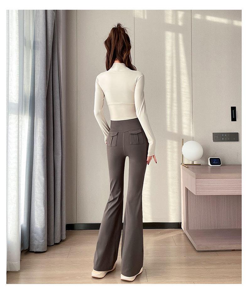 Women's 2024 High-End Yoga & Sports Set: Long Sleeve Top with Flare Pants for Running, Dance, Pilates, and Fitness