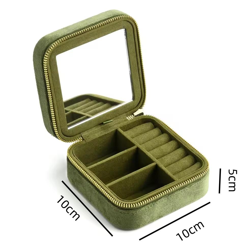 Green Velvet  Jewelry Storage Box for Women 2026 New High-end Exquisite Large Capacity Travel Jewelry Bag Jewelry Box Organizer