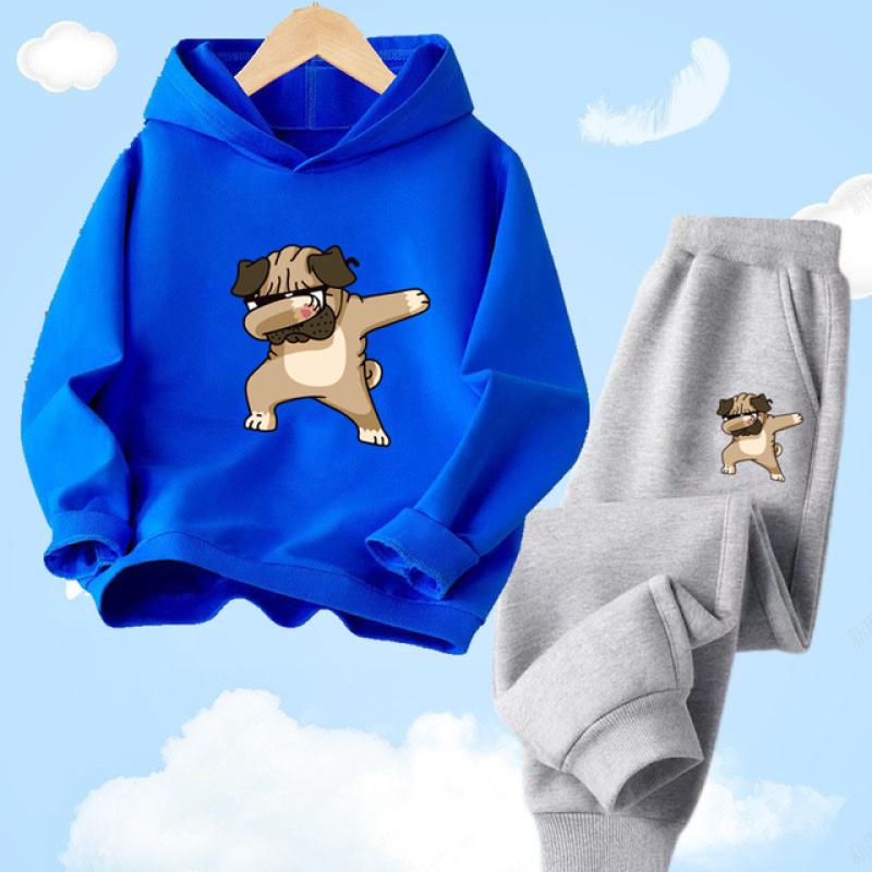 Funny Dabbing French Bulldog Dog Hoodie Set Casual Thin Hoodies + Pants Two-Piece Tracksuit Trendy Sportswear Set