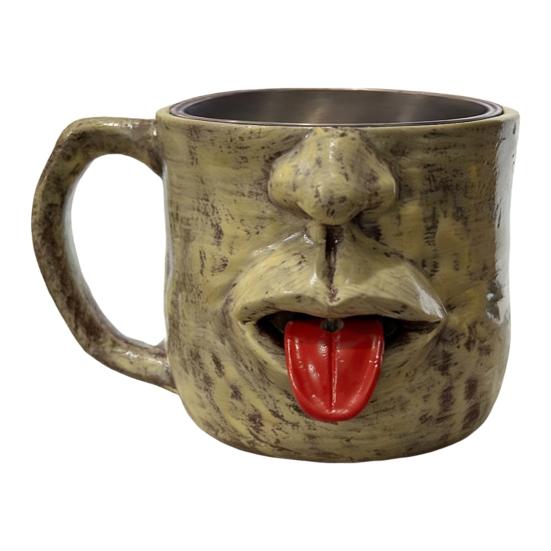 

Shaking Tongue Classic Mug with Stainless Steel Inner Ceramic Coffee Tea Mug Creative Funny Face Design Drinkware Unique Gag Gift for Friends A