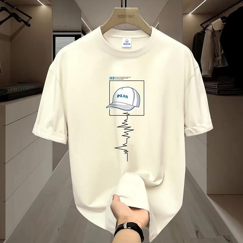 Herr Sommar T-shirt med tunn del, Casual, Kortärmad, Ungdom, Studenter, Plusstorlekar, Lösa Toppar