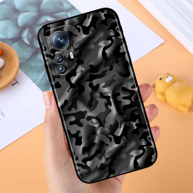 Creative Camouflage Pattern Phone Case For Xiaomi Mi 15 14 13 13T 12 12T 12S 11 11i 11T Pro Ultra Lite 5G Black Soft