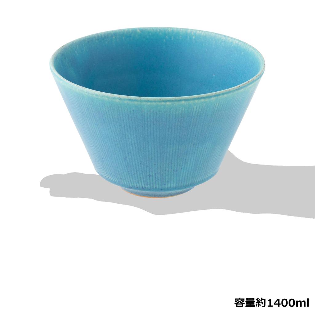 Marui Seito Shigaraki Ware Hechimon Bowl, 1400ml Capacity, Blue Glaze, MR-3-4615